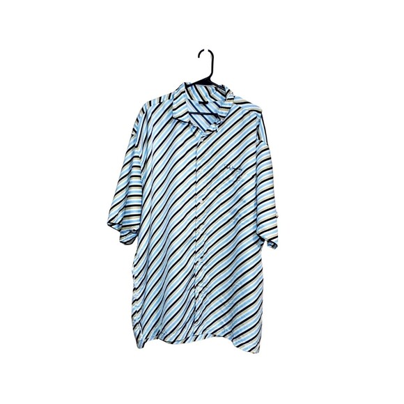 3XL Striped Button Down Shirt White Blue Gold, Fubu x Sean John, Embroidered - Picture 11 of 14